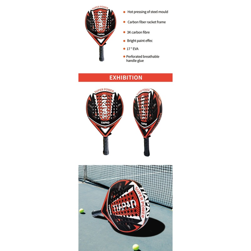 Custom 38mm Thickness Graphite Carbon Paddle/Padel Tennis Rackets