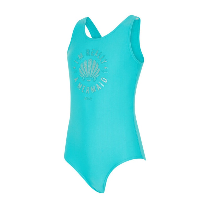 Zoggs Scoopback Girls Swimming Costume – Mermaid