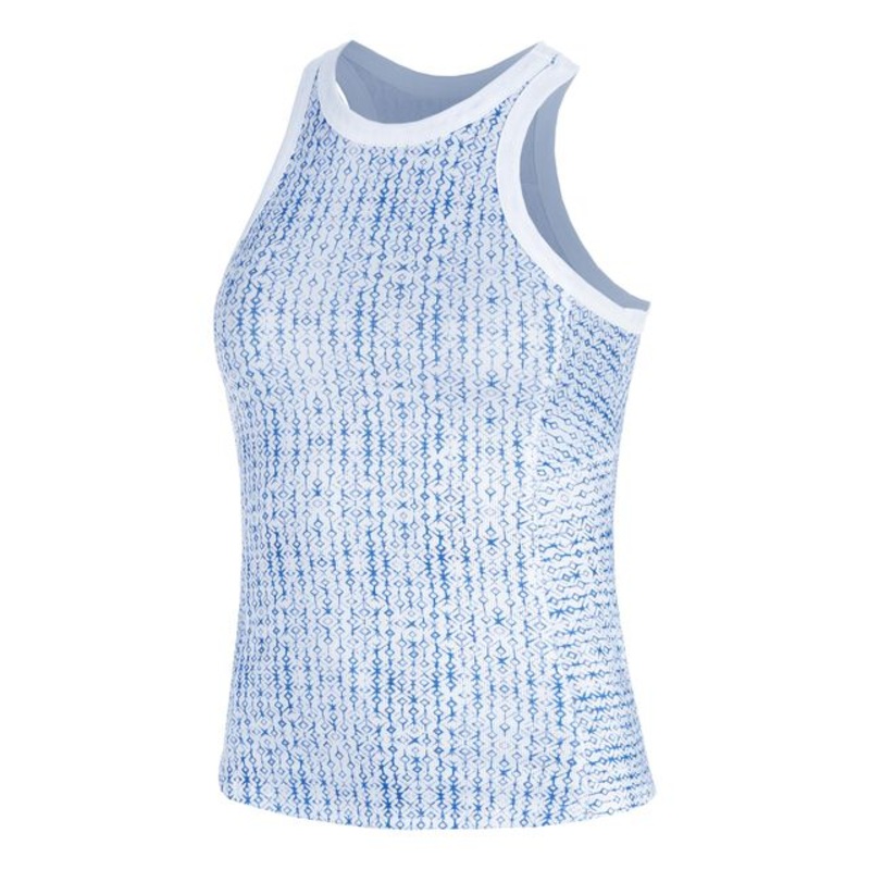 Boho Tile Rib Tank Top Women – Blue, Multicoloured