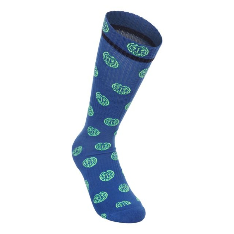 Leif Crew Tech Graphic Tennis Socks 1 Pack – Blue, Neon Green