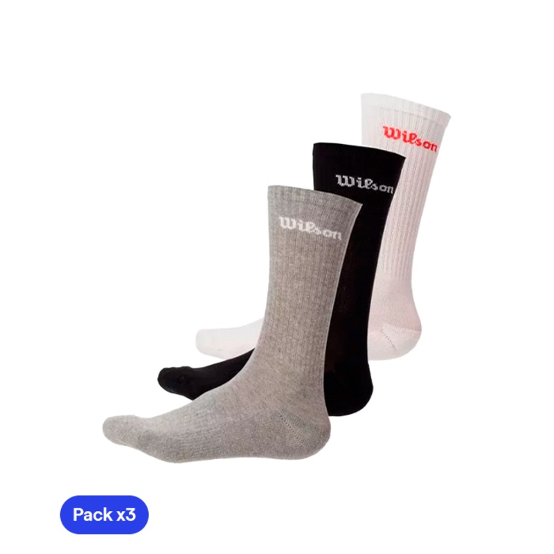 Calcetines Largos Wilson U Crew Logo Multicolor 2025 (Pack x3)