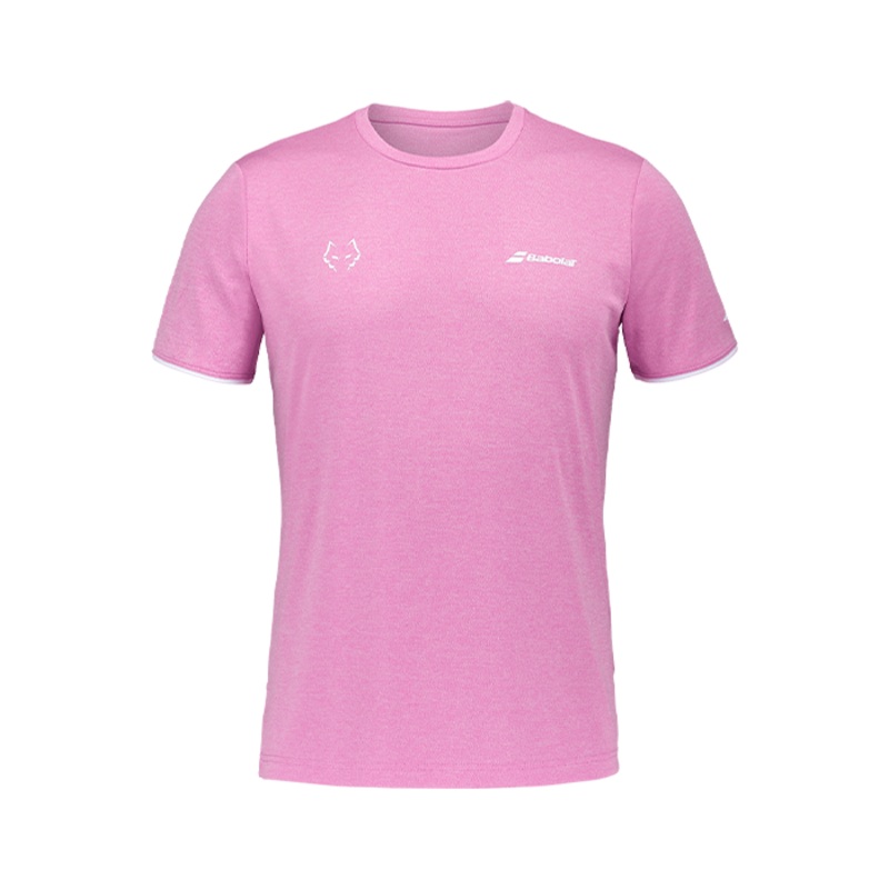 Camiseta Babolat Crew Rosa Logo Blanco 2025 J. Lebrn