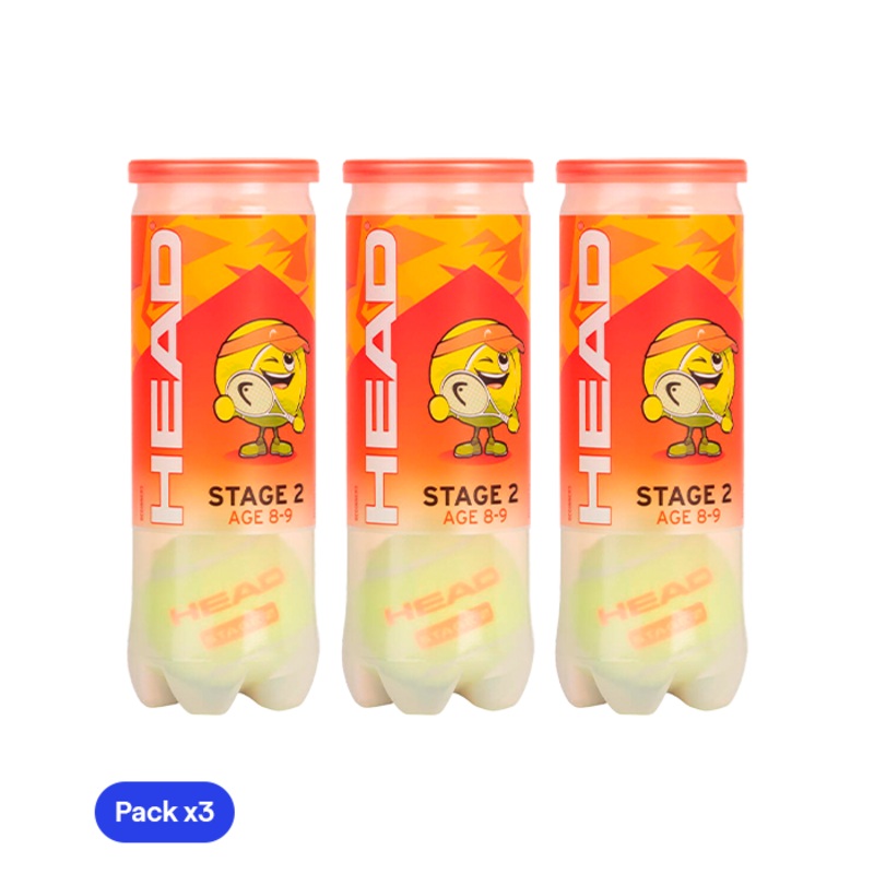 Pelotas HEAD Stage 2 (8/9 aos) (Pack x3)