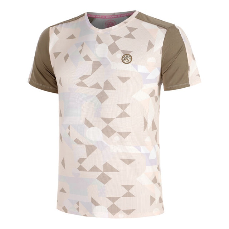 Paris 2025 V-Neck T-Shirt Men – Beige, Brown
