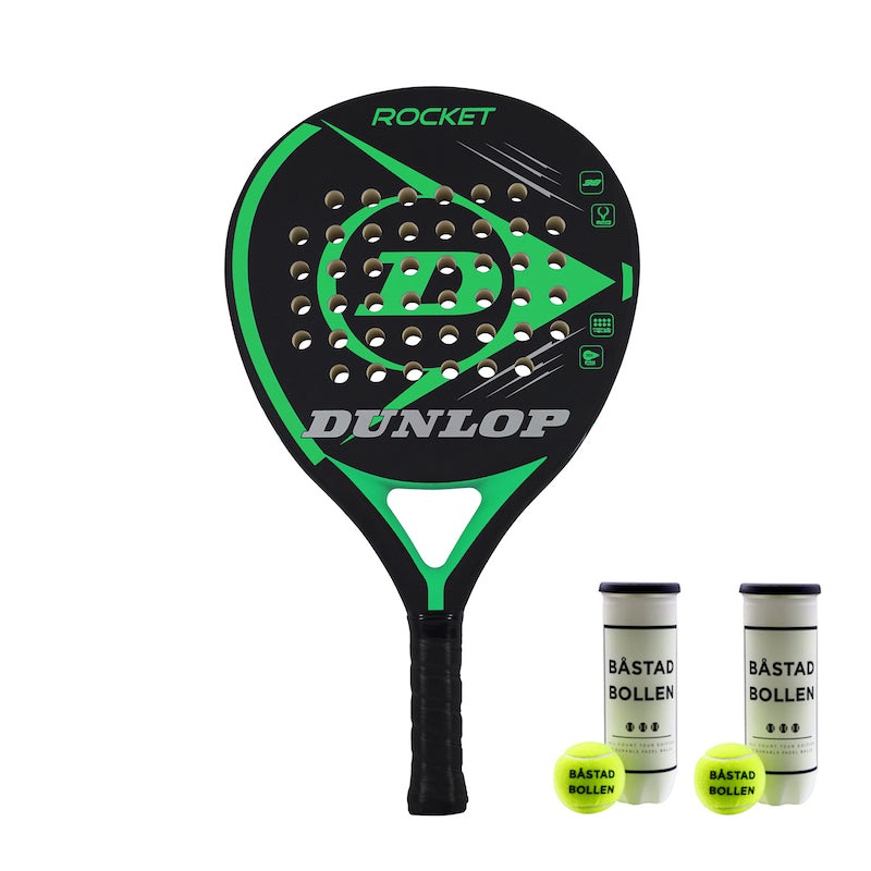 Dunlop Rocket Green + 2 x Bstadbollen 3-pack