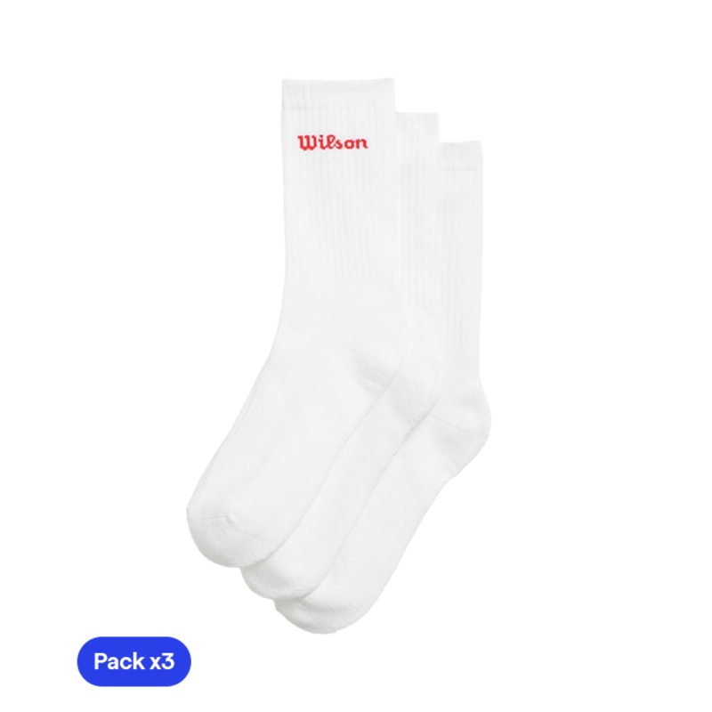 Calcetines Largos Wilson U Crew Logo Blanco 2025 (Pack x3)