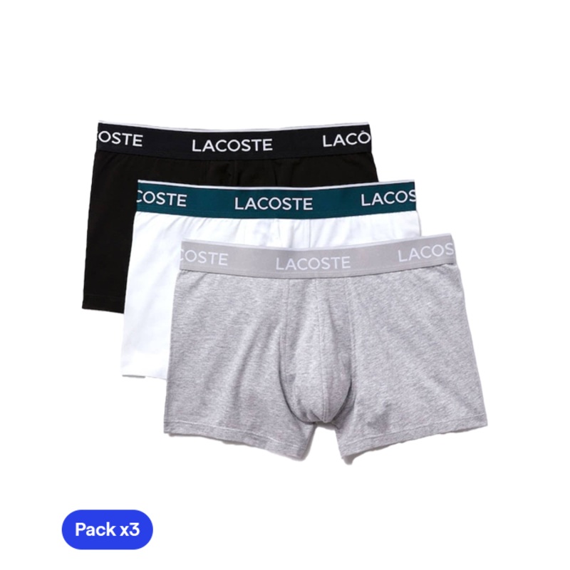 Calzoncillos Lacoste Algodn Blanco/Gris/Negro 2025 (Pack x3)