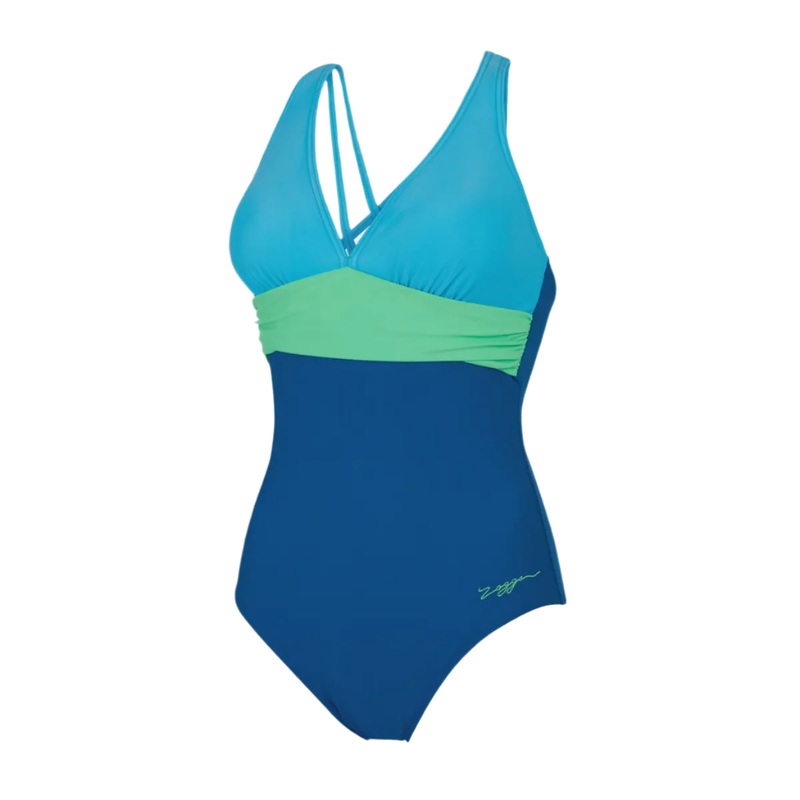 Zoggs Cyber Panel Crossback Womens Swimsuit – Blue/Green