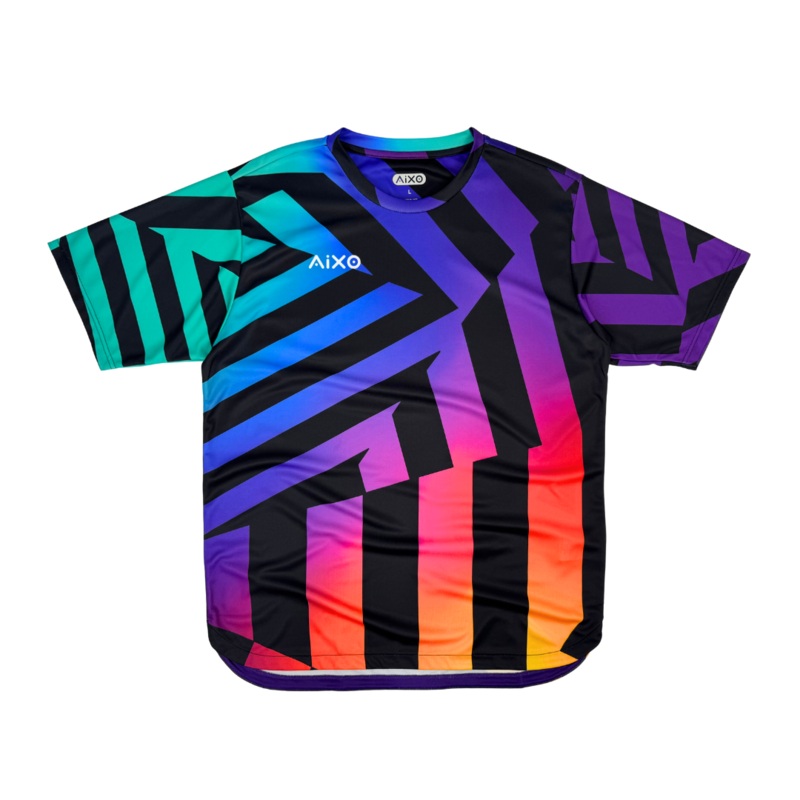 Aixo Rainbow Chaos Mens T-Shirt – Black