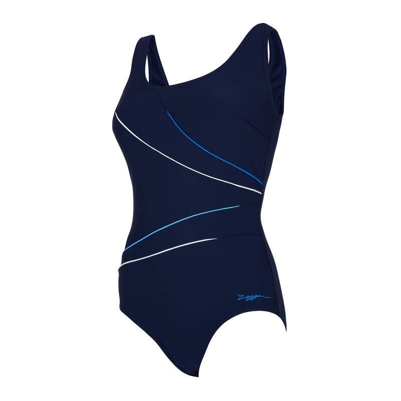 Zoggs Macmasters Scoopback Ladies Swimming Costume – Blue/White