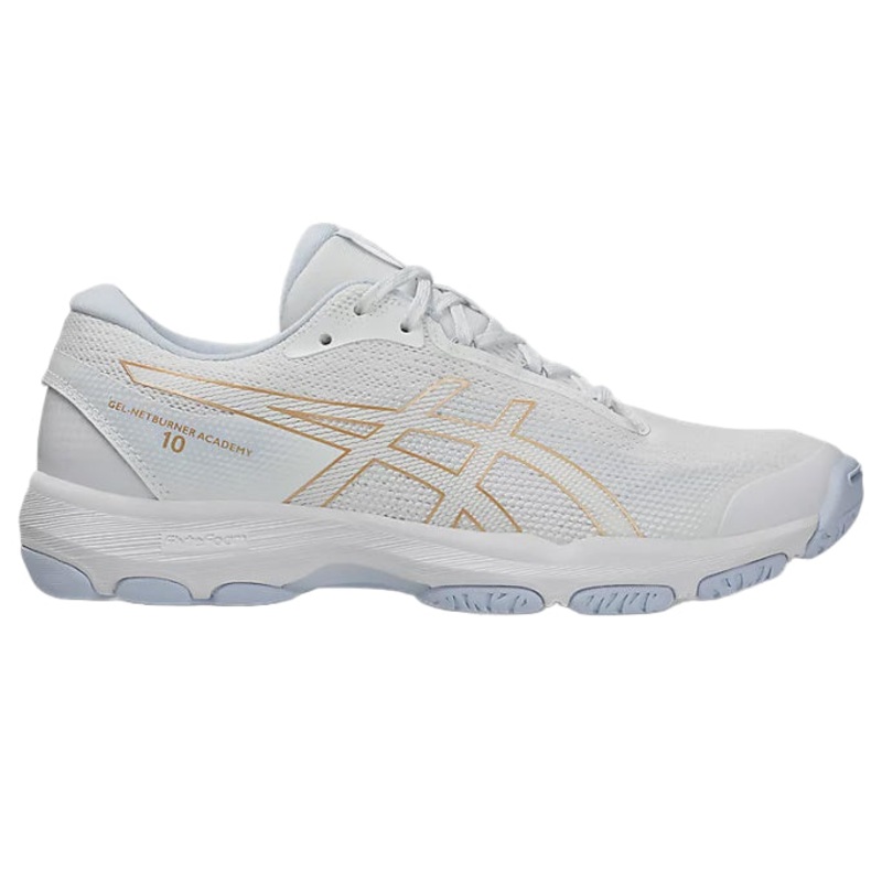 Asics Netburner Academy 10 Ladies Netball Shoes – White/Champagne