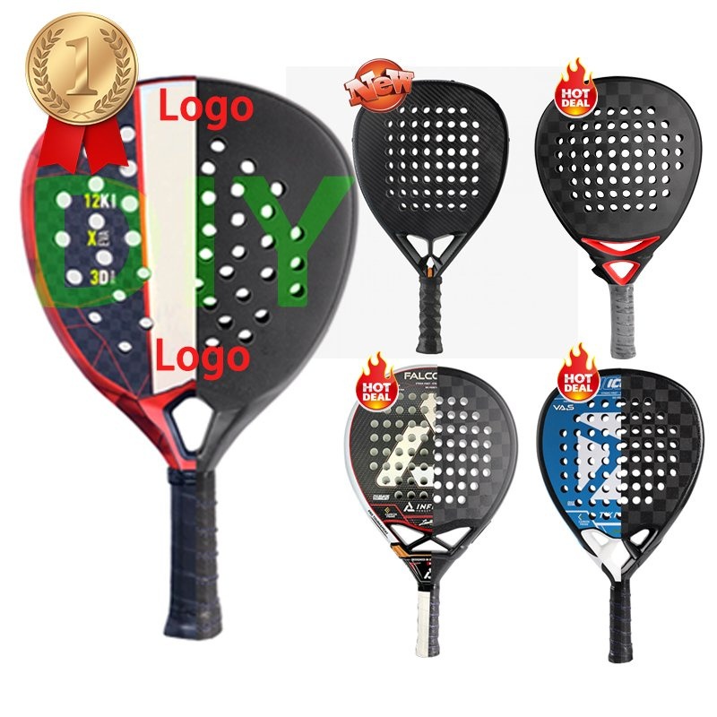 Customize Logo Diamond/Teardrop/Round Tennis Paddle Racket 12K/18K Raquete Pala De Padel