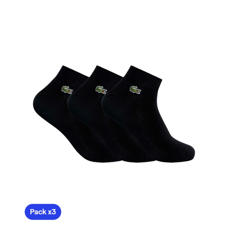 Calcetines Lacoste Cortos Negro (Pack x3)