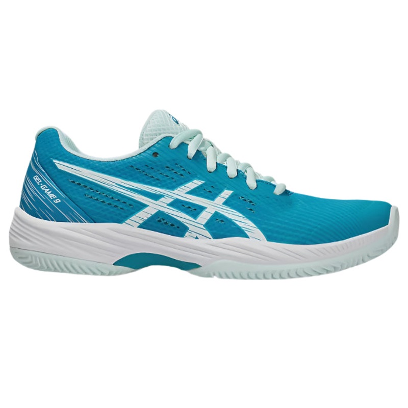 Asics Gel Game 9 Clay/OC Ladies Tennis Shoes – Teal Blue/White