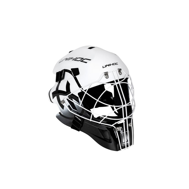 Unihoc Goalie Mask INFERNO 66 white/black (cat-eye cage)