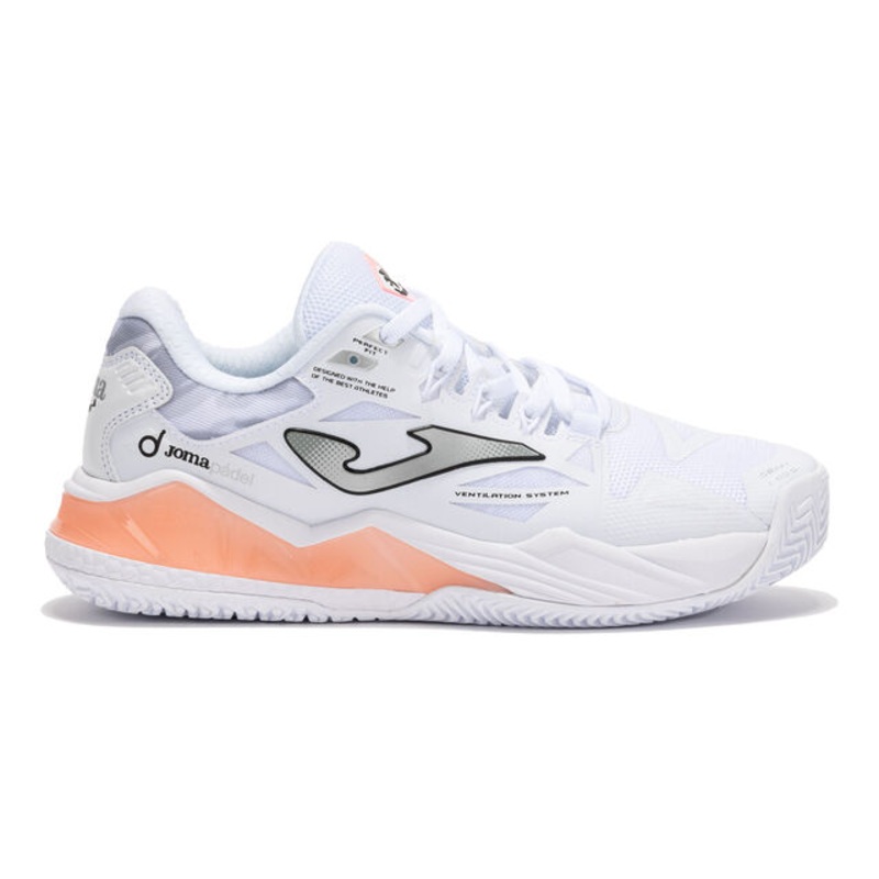 Spin Padel Shoe Women – White, Coral