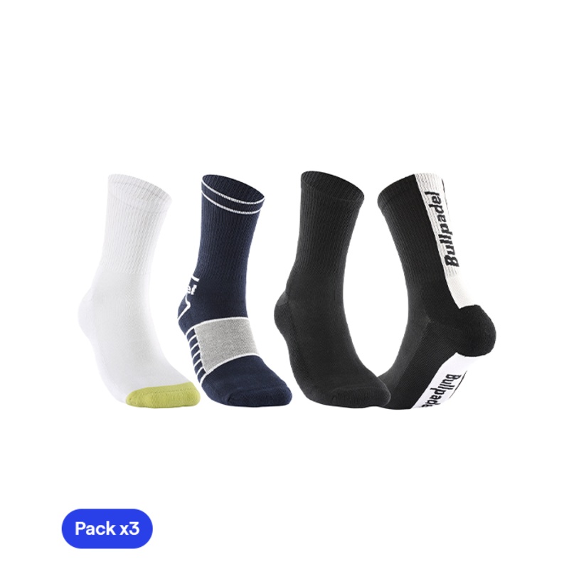 Calcetines Bullpadel BP255l Negro/Verde/Azul Marino 2025 (Pack x3)