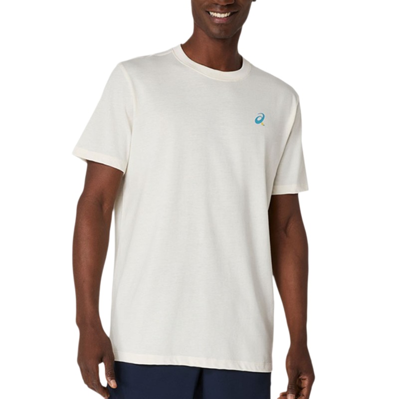 Camiseta Asics Court Graphic Cream Logo Azul 2025