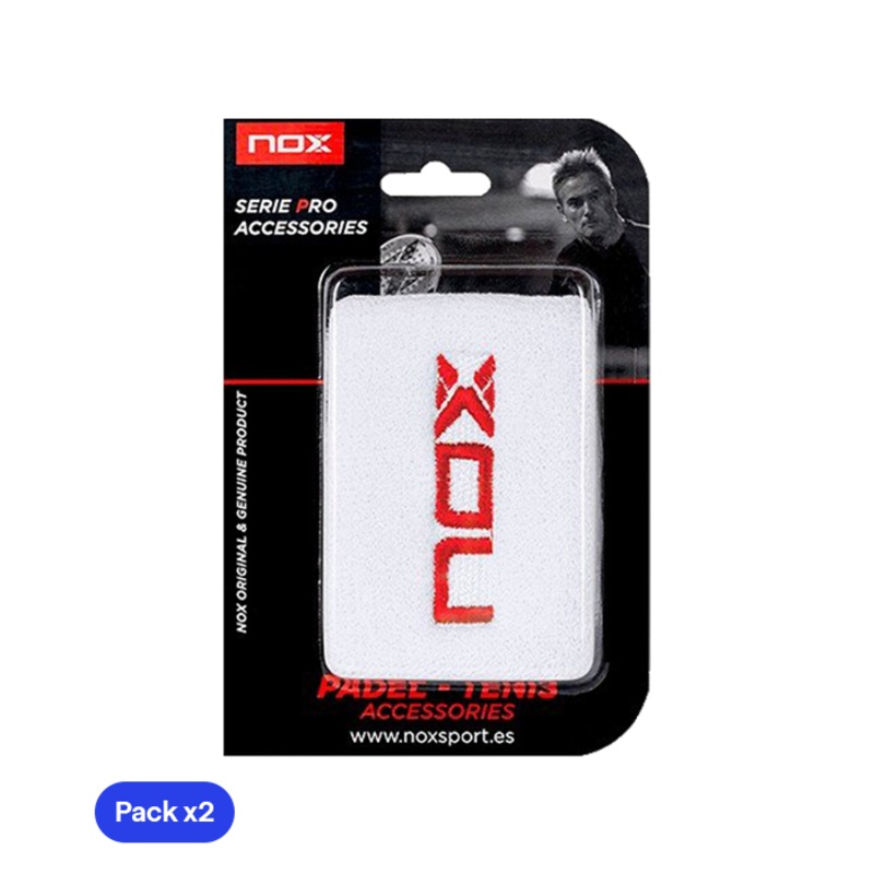 Muequeras NOX Blanco/Rojo (Pack x2)