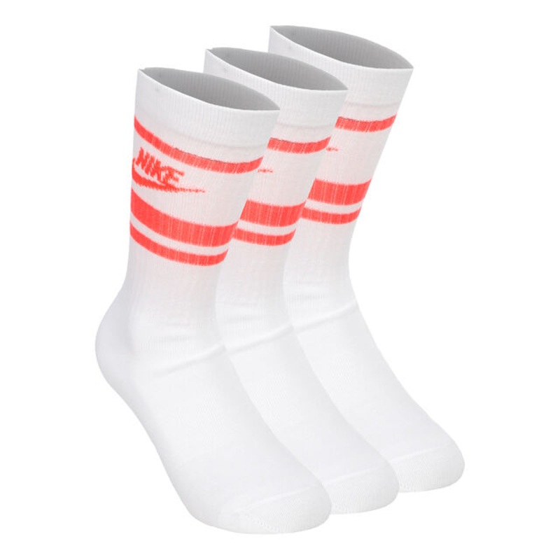 Everyday Essentials Crew Tennis Socks – White, Coral