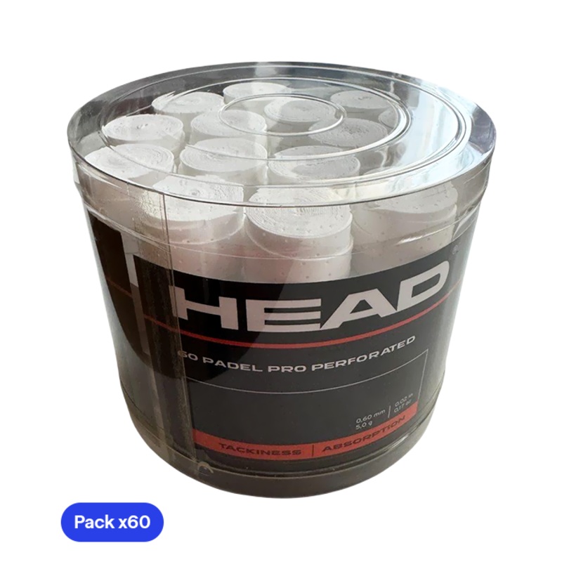 Tambor Overgrips HEAD Padel Pro Perforado Blanco (x60)