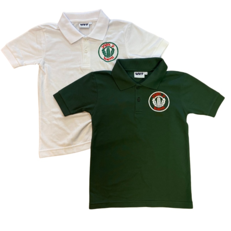 Ysgol Y Wern Polo|2/3|3/4|5/6|7/8|JS 9/10|JM 11/12|JL 13|JXL|S|M|WHITE|BOTTLE GREEN
