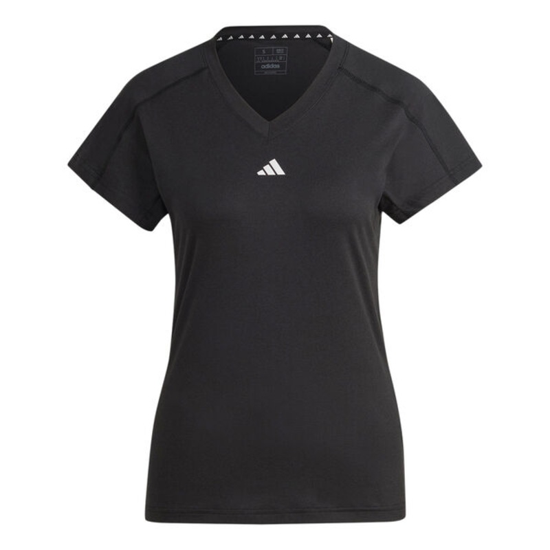 Essentials AEROREADY Train Minimal Branding V-Neck T-Shirt Women – Black