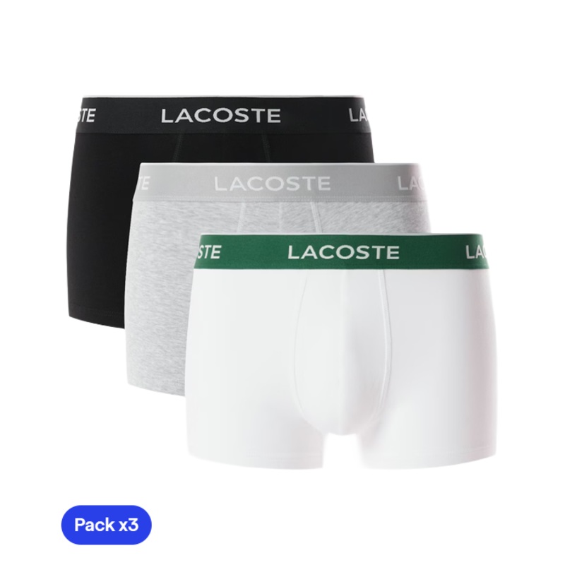 Calzoncillos Lacoste Algodn Elasticos Negro/Blanco/Gris (Pack x3)