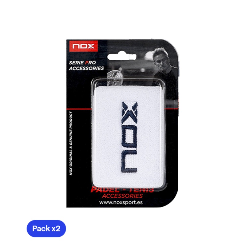 Muequeras NOX Blanco/Azul (Pack x2)