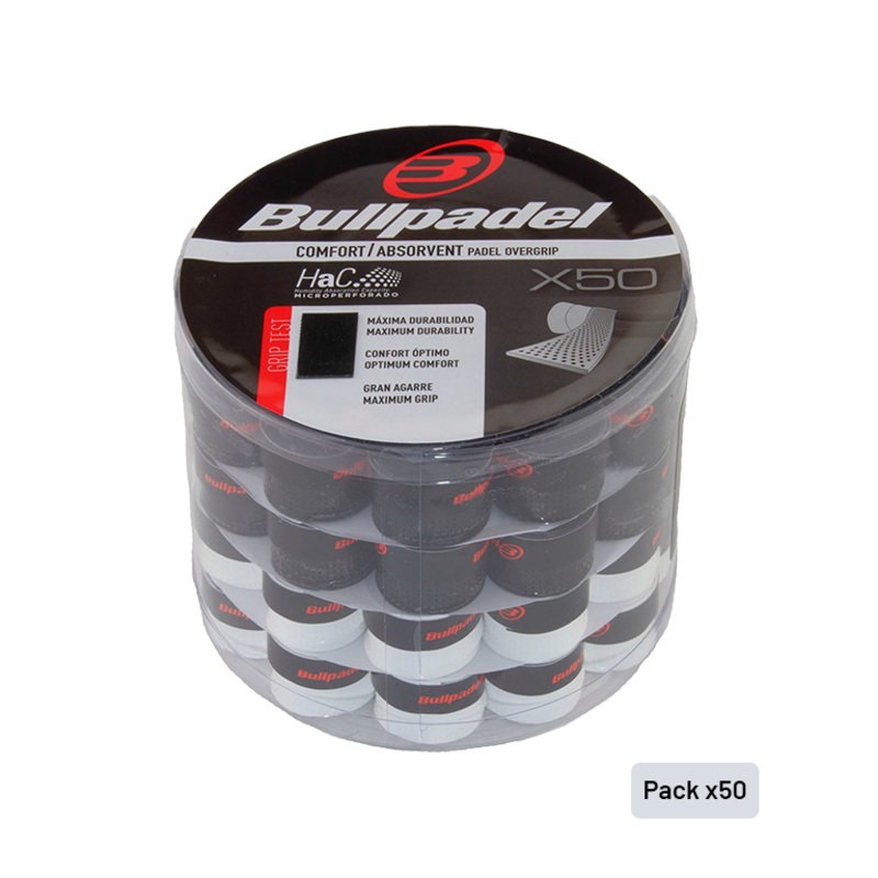 Tambor Overgrips Bullpadel GB1201 Perforados Negro/Blanco (x50)