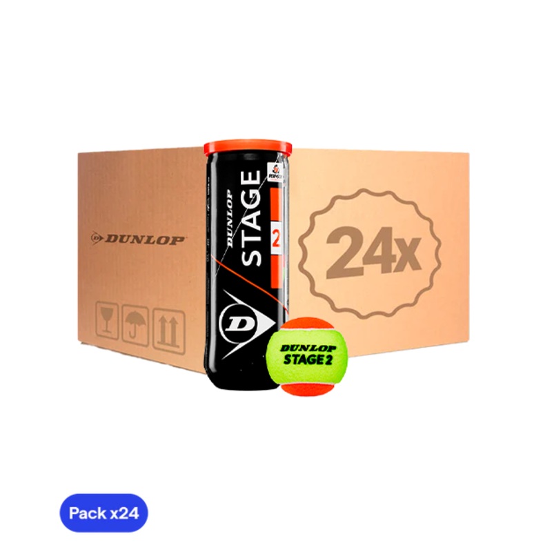 Cajn Pelotas Dunlop Stage 2 Amarillo/Naranja Tenis (Pack x24)