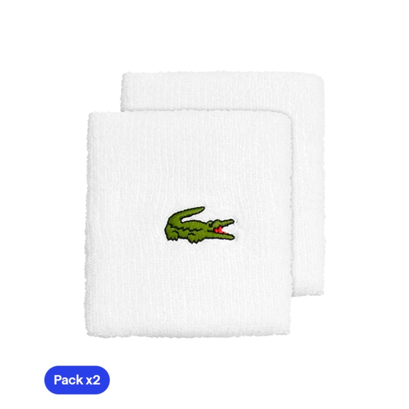 Muequeras Largas Lacoste Sport Blanco (Pack x2)
