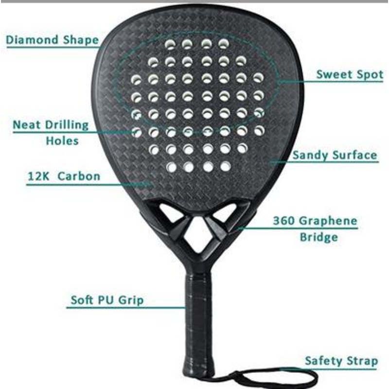 Professional Lightweight Beach Padel/Padel Tennis Racket, Carbon Padel Racket