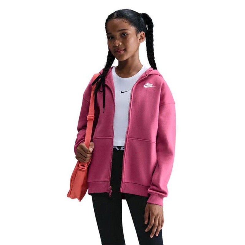 Club Fleece Oversized Full-Zip Hoodie Girls – Berry