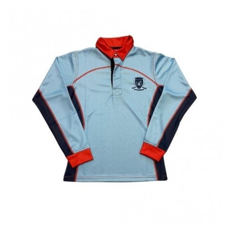 Ysgol Glantaf Rugby Jersey|JS 9/10|JM 11/12|JL 13|JXL|S|M|L|XL|XXL|SKY/NAV/RED
