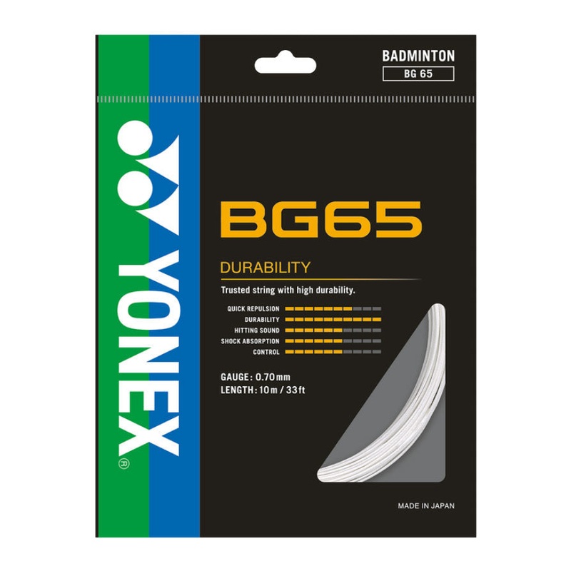 Yonex BG65 Badminton String (10m Set) White