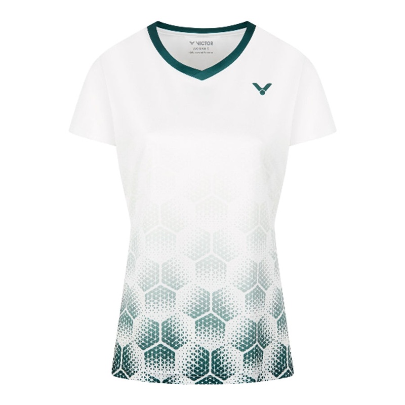 Victor T-Shirt T-54103 Womens|A White Green|S|M|L|XL