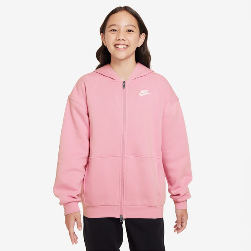 Club Fleece Oversized Full-Zip Hoodie Girls – Pink