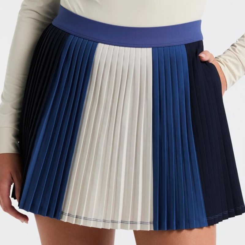 Micro Pleated Skirt Women – Blue, Cream