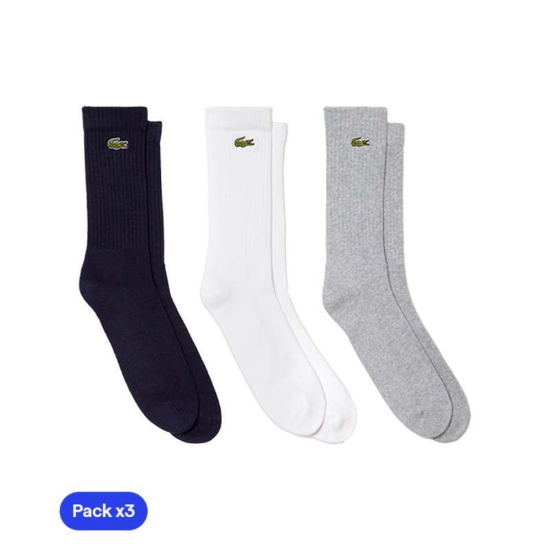 Calcetines Lacoste Sport Blanco/Gris/Azul (Pack x3)